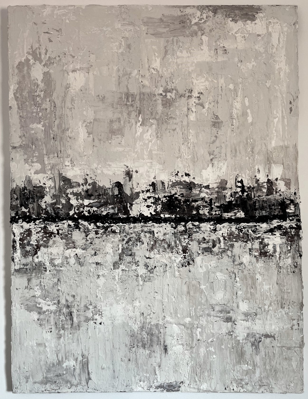Abstracto y matérico, mixed media on canvas painting 80 × 60 cm by Laura Criollo, 2026